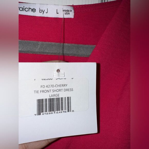 Fraiche by J Long Sleeve Tie Front Dress In Cherry Size Large NWT - Picture 7 of 10